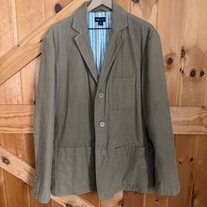 H&M LOGG Corduroy Blazer Mens XL Tan Khaki Sport Coat 3-Button Striped Lining
